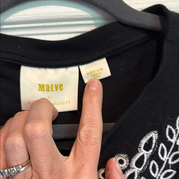 Maeve Black Tank Top with Silver Embroidery - Picture 2 of 5